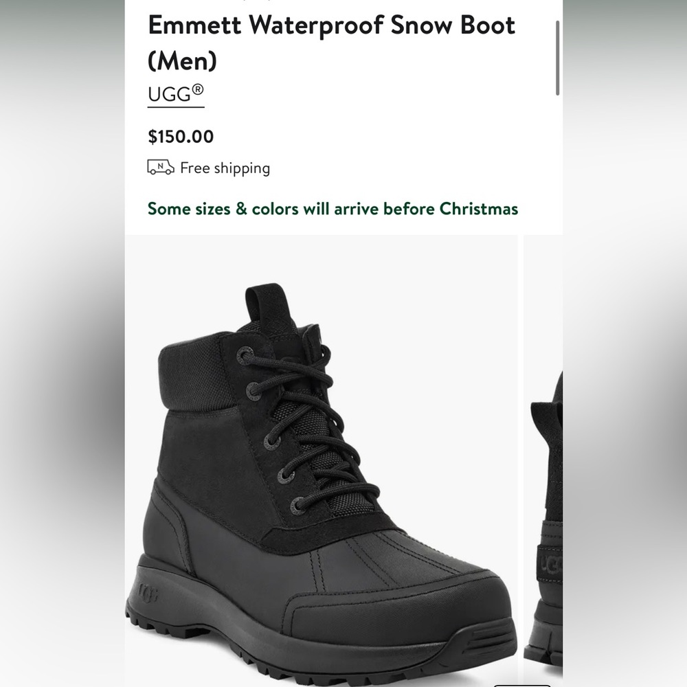 Ugg Emmett waterproof black boot mens size 9